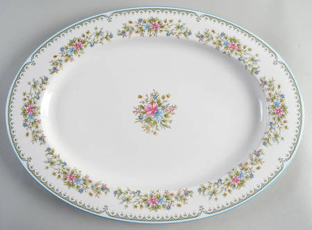 Flower Mist 17" Oval Serving Platter