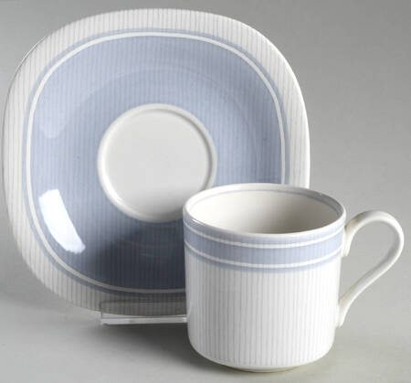 Irish Linen Blue Flat Cup & Saucer Set by Mikasa