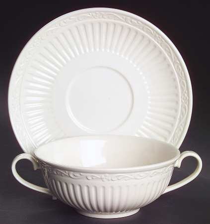 Italian Countryside (Stoneware) Flat Cream Soup Bowl & Saucer Set