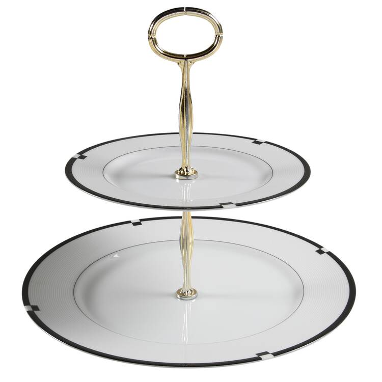 Midnight 6 5/8"-10"  2 Tiered Serving Tray (Dp, Sp) HC