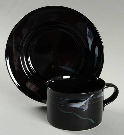 Opus Black Jumbo Cup & Saucer Set