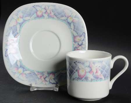 Orchid Spray Flat Cup & Saucer Set by Mikasa