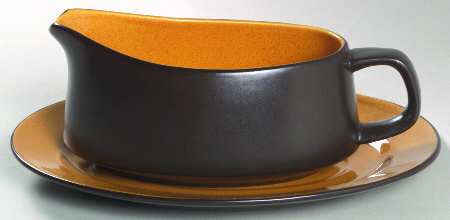 Paprika Orange Brown Gravy Boat & Underplate