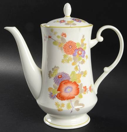 Peony (A6051, Bone China) Coffee Pot & Lid