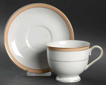 Pearl Peach Footed Cup & Saucer Set