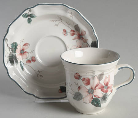 Pink Dogwood Flat Cup & Saucer Set