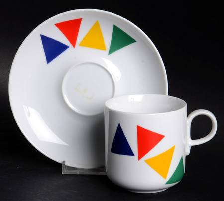 Primary Point Flat Cup & Saucer Set