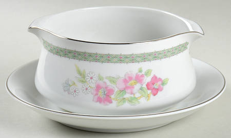 Rambling Rose Gravy Boat with Attached Underplate