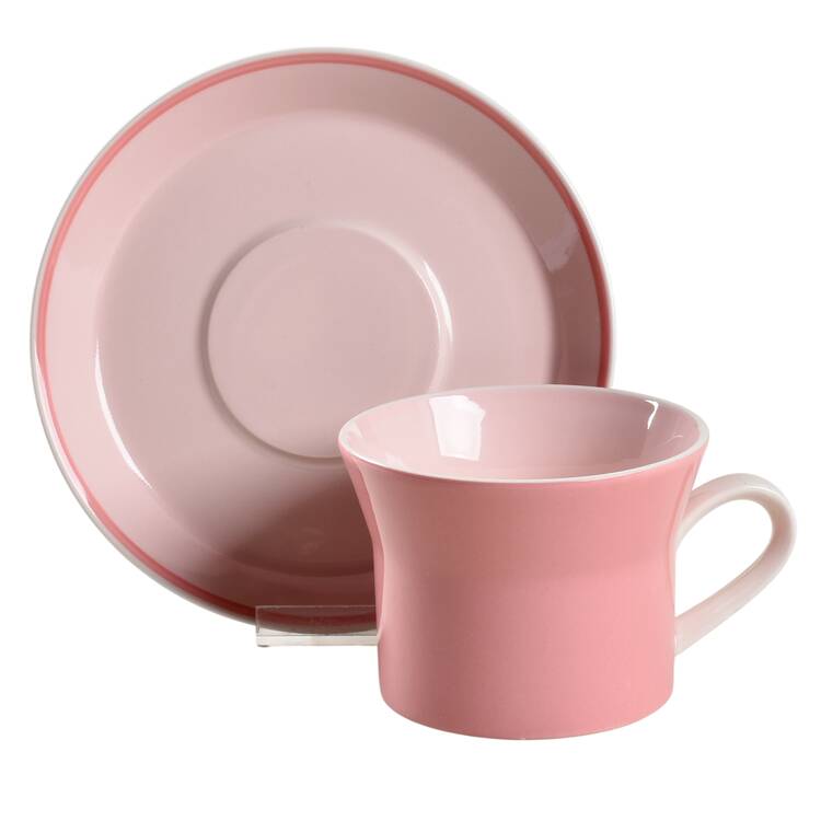 Raspberry Flat Cup & Saucer Set