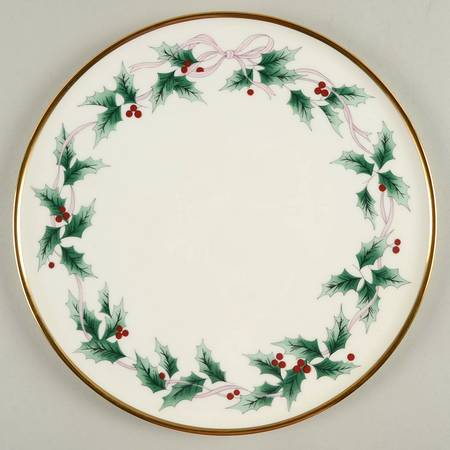 Ribbon Holly Cake Plate