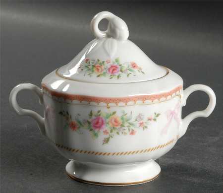 Ribbon Pink Sugar Bowl & Lid