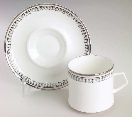 Seville (Black Border) Flat Cup & Saucer Set