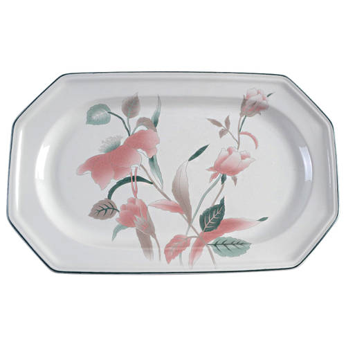 Silk Flowers 14" Oval Serving Platter
