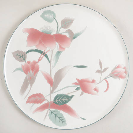 Silk Flowers Cake Plate