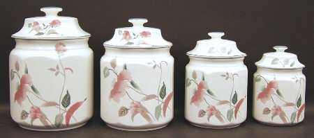 Silk Flowers (4 Piece) Canister Set (Box Set)