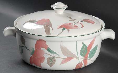 Silk Flowers 2.5 Qt Round Covered Casserole