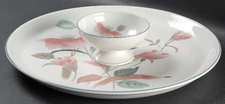 Silk Flowers 2 Pc Chip & Dip Set (Uses the Crudite Dip/Sherbet)
