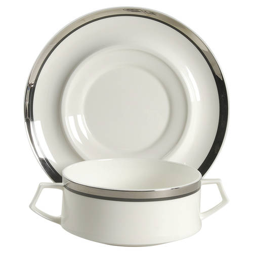 Solitude Flat Cream Soup Bowl & Saucer Set
