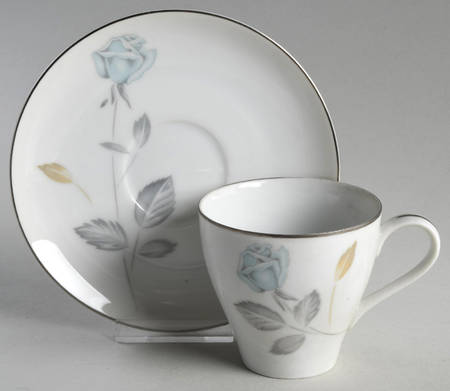 Tea Rose Blue Flat Cup & Saucer Set