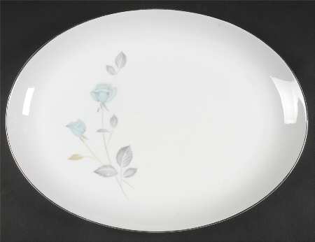 Tea Rose Blue 16" Oval Serving Platter