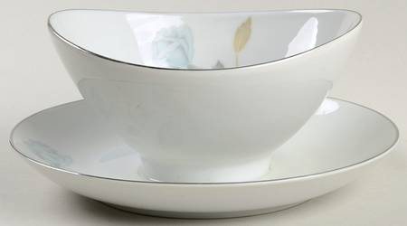 Tea Rose Blue Gravy Boat with Attached Underplate