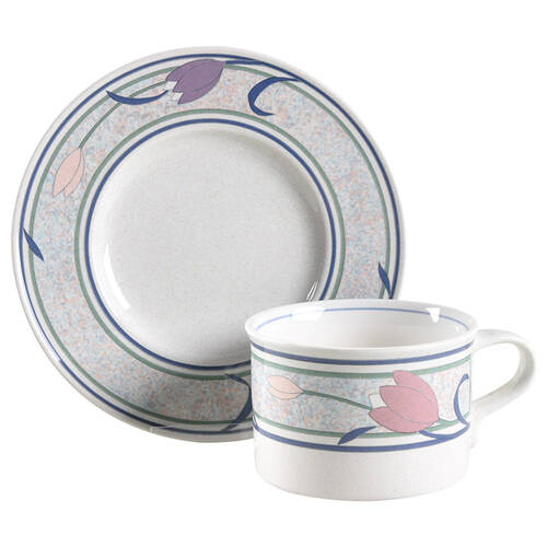 Tropical Island Flat Cup & Saucer Set