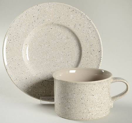 Ultrastone Beige Flat Cup & Saucer Set