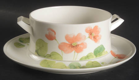 Water Lilies Peach Gravy Boat & Underplate