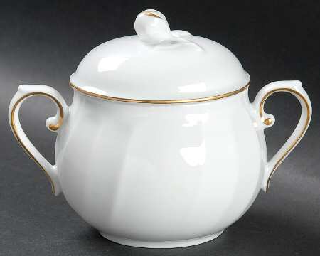 Wedding Band Gold Sugar Bowl & Lid