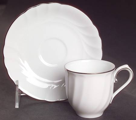 Wedding Band Platinum Flat Demitasse Cup & Saucer Set