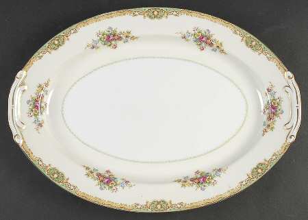 Green Traditional 16" Oval Serving Platter