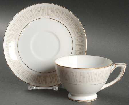Malay Gold & Gray Footed Cup & Saucer Set