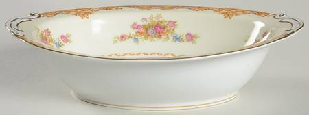 Tan Traditional 10" Oval Vegetable Bowl