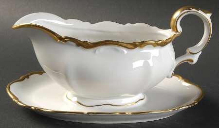 Golden Lark Gravy Boat with Attached Underplate