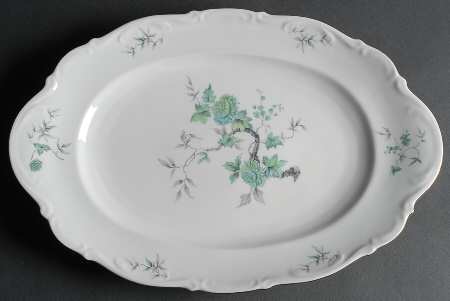 Green Ming (9901, Gold Trim) 16" Oval Serving Platter