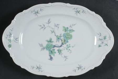 Green Ming (9901, Gold Trim) 13" Oval Serving Platter