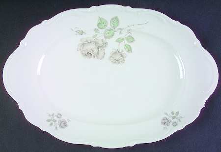Mystic Rose (Platinum Trim) 14" Oval Serving Platter