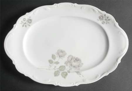 Mystic Rose (Platinum Trim) 15" Oval Serving Platter