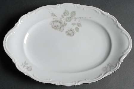 Mystic Rose (Platinum Trim) 12" Oval Serving Platter
