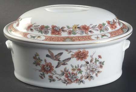 Magnolia & Birds 1 Quart Oval Covered Casserole