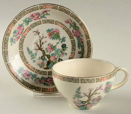 Indian Tree Flat Cup & Saucer Set by Morley Fox & Company