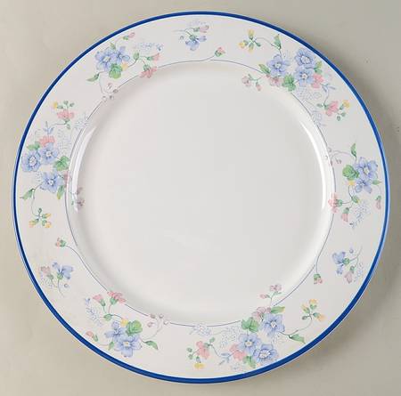 Blue Border Flower 12" Chop Plate (Round Platter)