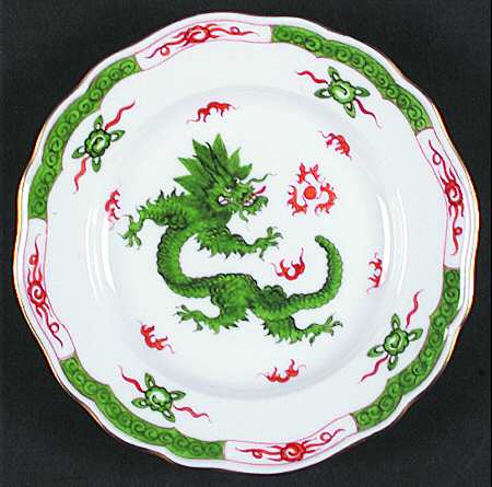 Green Ming Dragon (Ornate, Border) by Meissen (Germany)