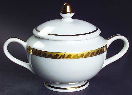 Golden Leaf Sugar Bowl & Lid