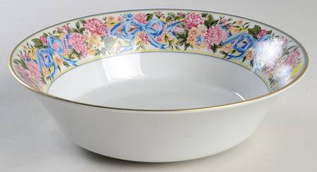 Ribbons & Pearls 9" Round Vegetable Bowl