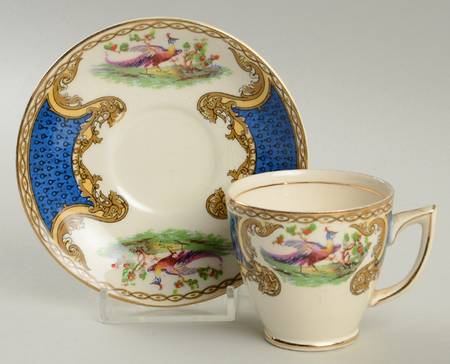Chelsea Bird Blue Footed Demitasse Cup & Saucer Set