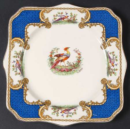 Chelsea Bird Blue Square Luncheon Plate