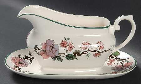 Exotic Garden Gravy Boat with Attached Underplate