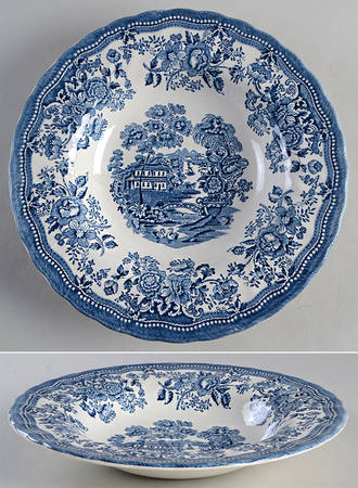 Tonquin Blue (Myott Backstamp) Large Rim Soup Bowl