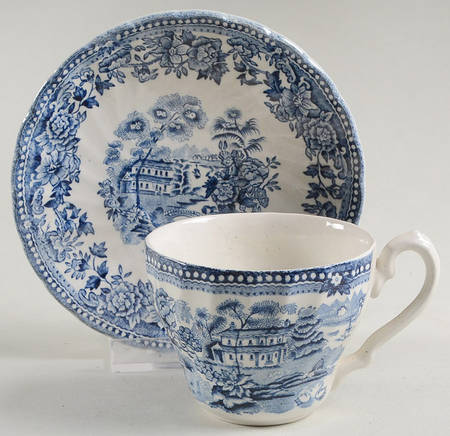 Tonquin Blue (Myott Backstamp) Flat Demitasse Cup & Saucer Set